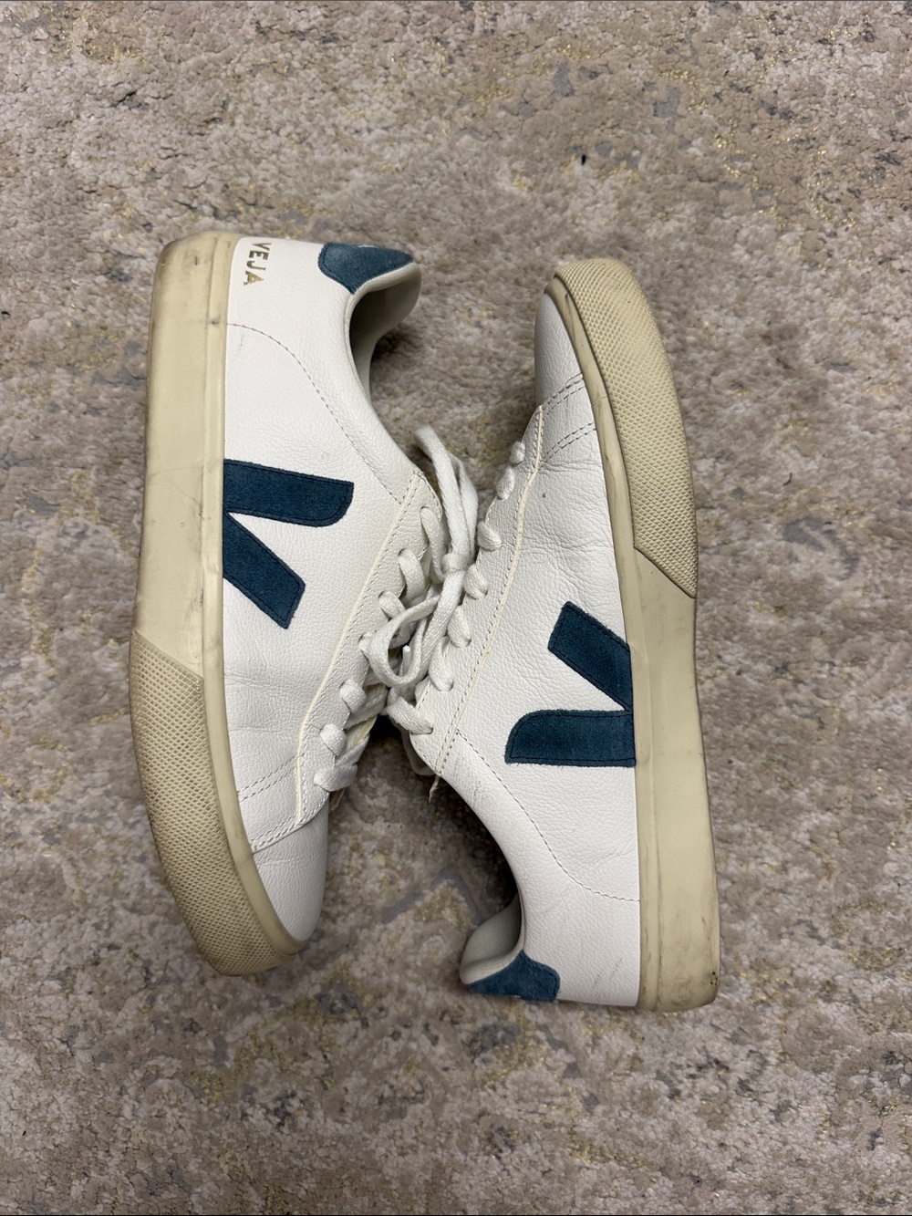Veja White‎ Leather Sneakers Slate Blue Suede (size EU 42) US men’s 9 women’s 11
